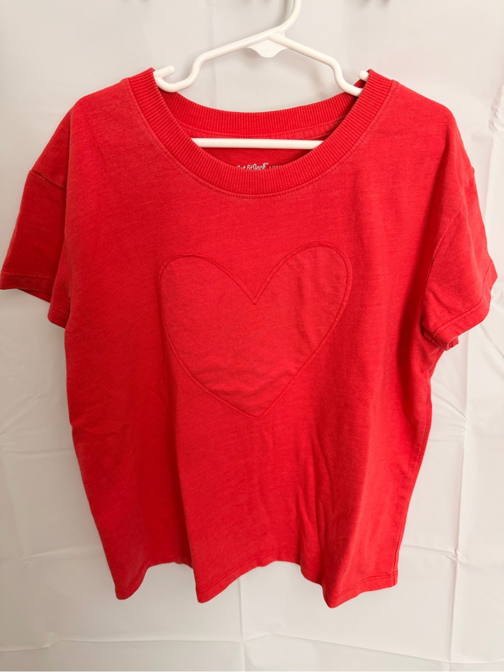 Cat & Jack Red Short Sleeve Tee with Heart Applique